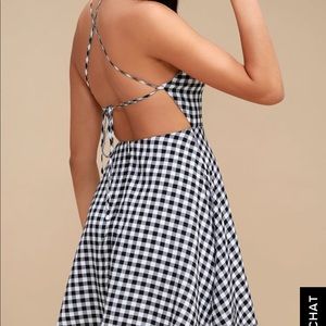 NWT Lulu’s Gingham Black & White Skater Dress